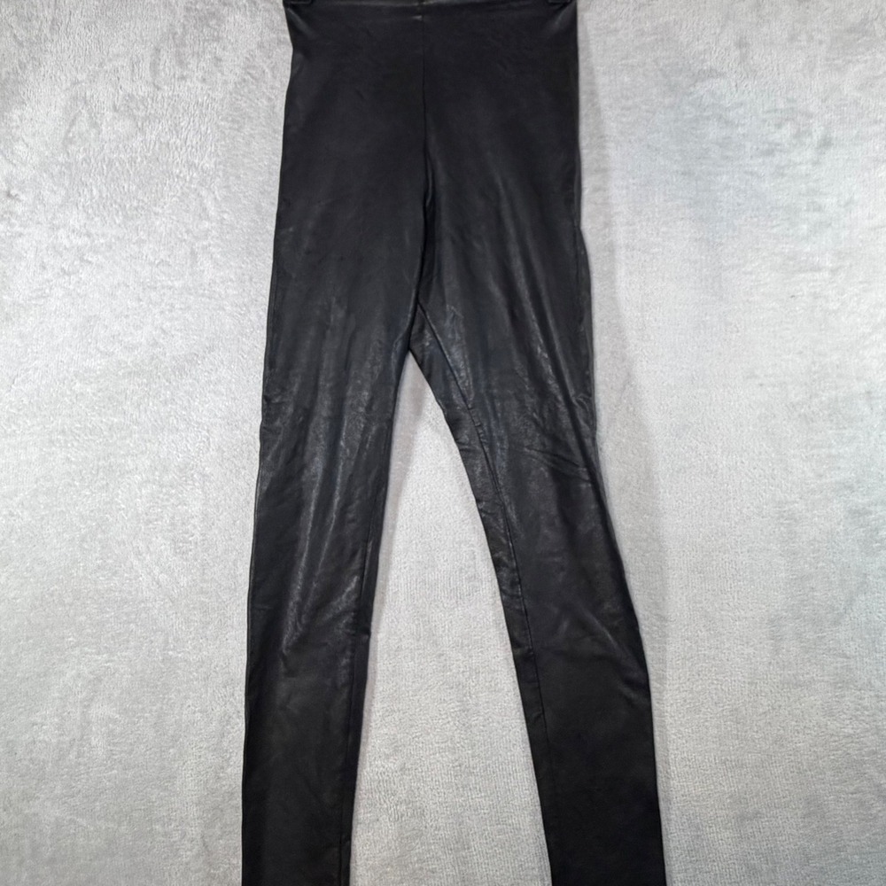 Commando Black Faux Leather Leggings High Waisted SLG01 Size S
